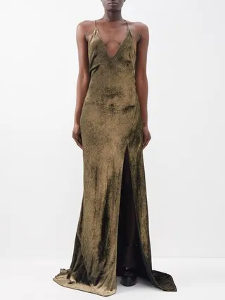 Katie Side-slit Lamé Gown