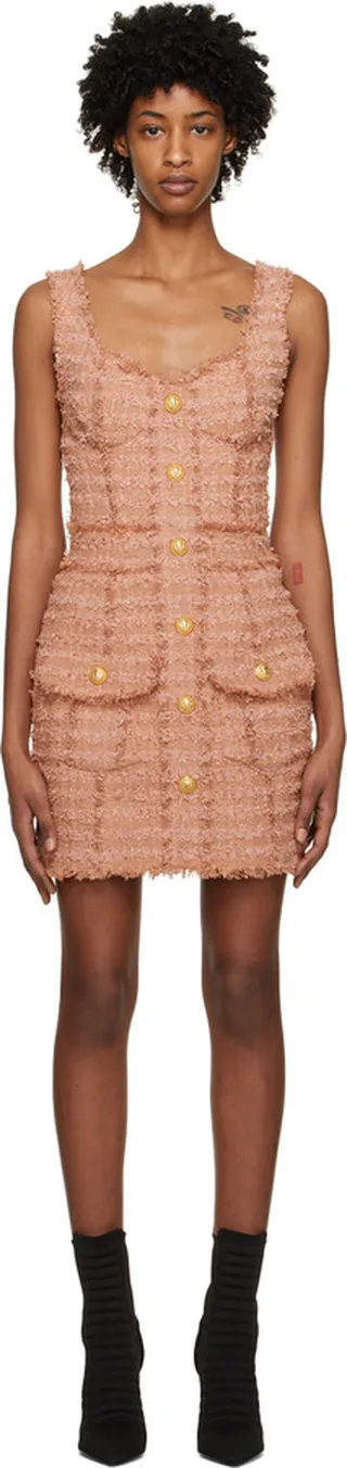 Balmain Beige Fringe Minidress