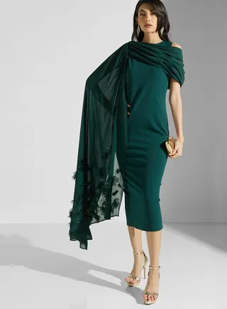 Embellished Cold Shoulder Dress