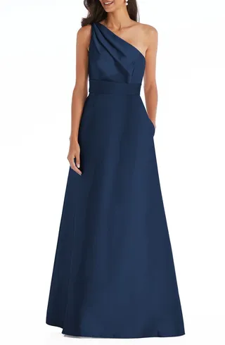 One-Shoulder A-Line Gown