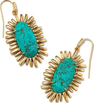 Mariah Vintage Gold Drop Earrings in Variegated Turquoise Magnesite