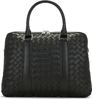 Bottega Veneta Classic Intrecciato Slim Briefcase in Dark Green