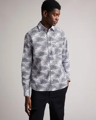 Geo Tile Print Shirt in White