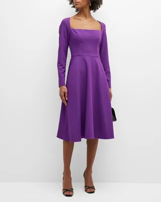 Lake Square-Neck A-Line Midi Dress