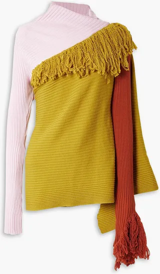ReM'Ade by Marques' Almeida fringed ribbed merino wool turtleneck sweater