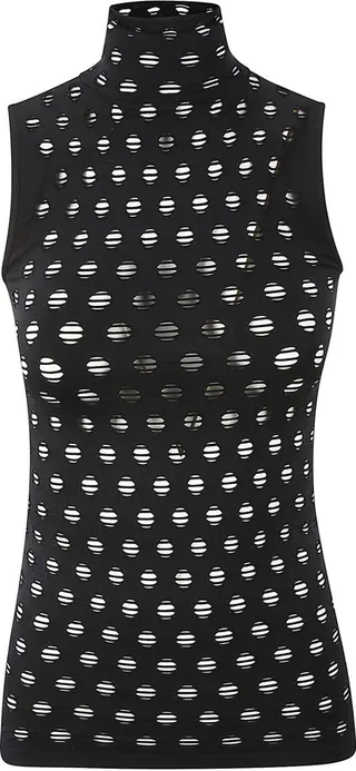 Perforated Sleeveless Turtleneck