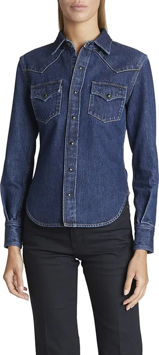 Denim Fitted Western Shirt