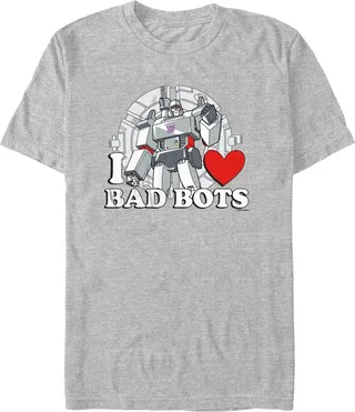 Men's Transformers Megatron I Love Bad Bots T-Shirt - Athletic Heather - Medium