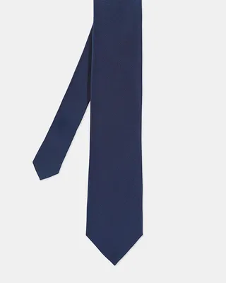 Plain Silk Tie in Navy