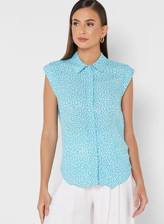 Button Detail Printed Shirt