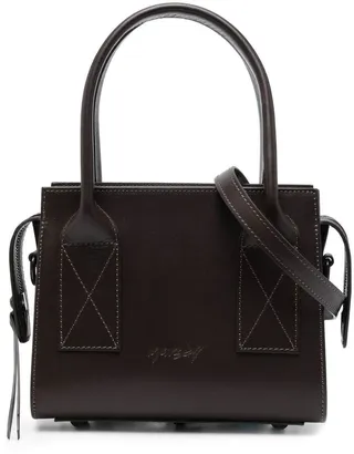 Embossed-Logo Leather Tote Bag
