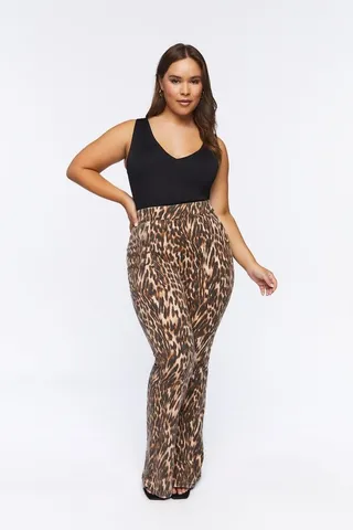 Plus Size Leopard Print Bootcut Jeans