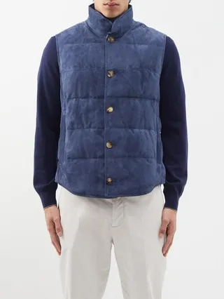 Padded-suede Gilet