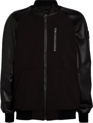 Moose Knuckles Leather-Detail Bomber Jacket