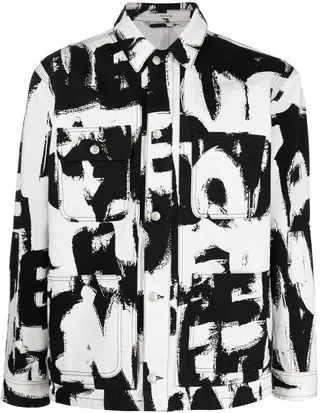 Text Print Denim Jacket