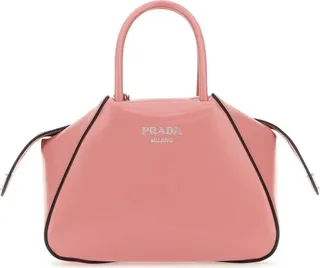 Prada Logo Embossed Flap Tote Bag