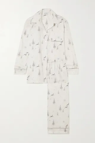 Pour Les Femmes - Printed Cotton-sateen Pajama Set - Gray