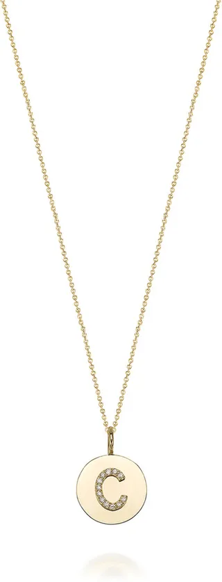 Kari 14K Gold Diamond Initial Medallion Necklace