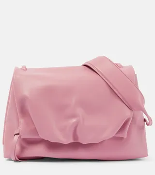 Ruched leather shoulder bag