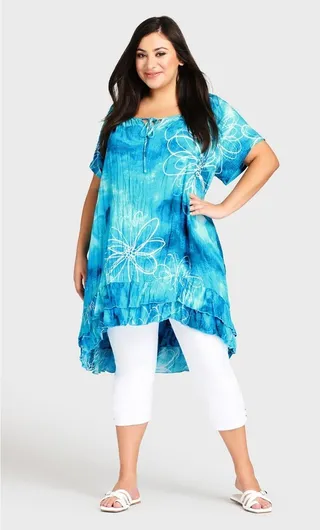 AVENUE | Women's Plus Size Avery Crush Tunic - turquoise - 16W