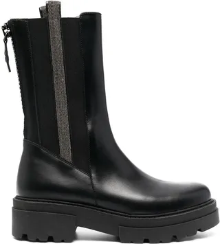 Bead-Embellished Combat Boots