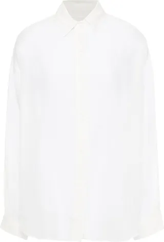Boyfriend oversized cotton-blend voile shirt