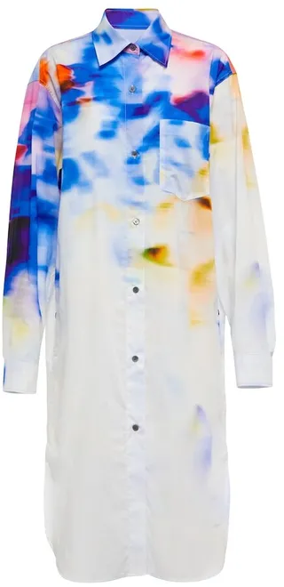 Printed cotton poplin shirt dress