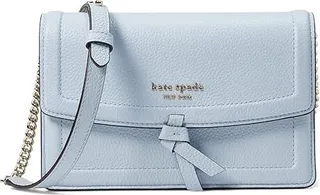 Kate Spade New York Knott Pebbled Leather Flap Crossbody (Watercolor Blue) Handbags