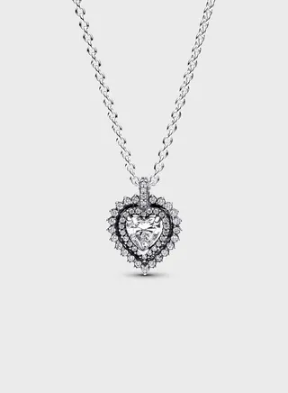 Sparkling Heart Halo Pendant Necklace