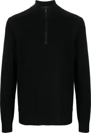 Half-Zip Front Wool Jumper