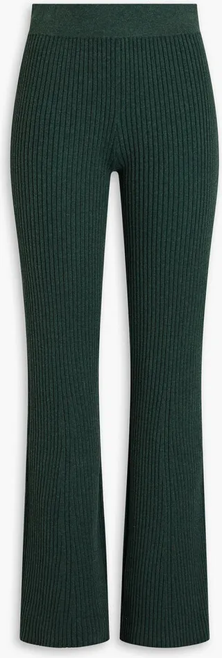 Ribbed-knit flared pants