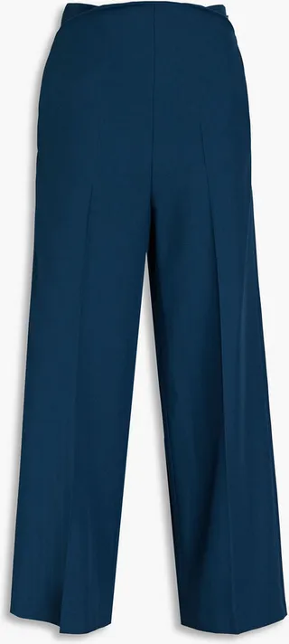 Wool-crepe wide-leg pants