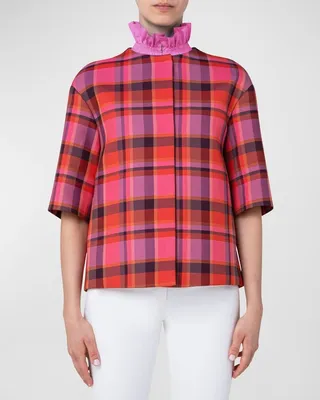 Multicolor Check Short Coat