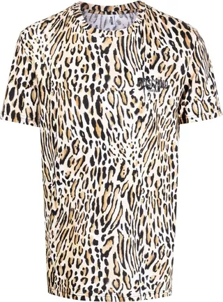 leopard-print short-sleeved T-shirt