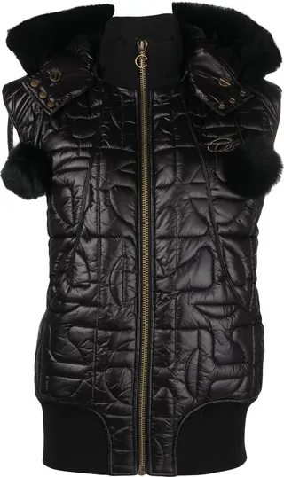 Black Quilted Leather Bomber Gilet