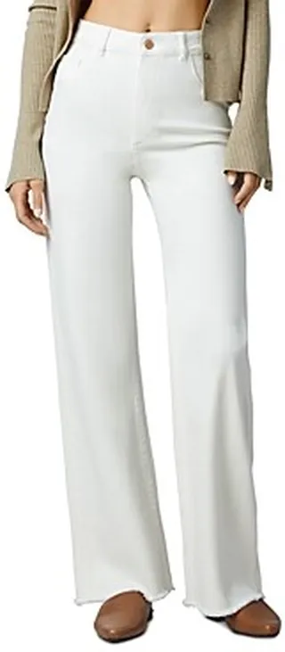 DL1961 Hepburn High Rise Wide Leg Jeans in Eggshell