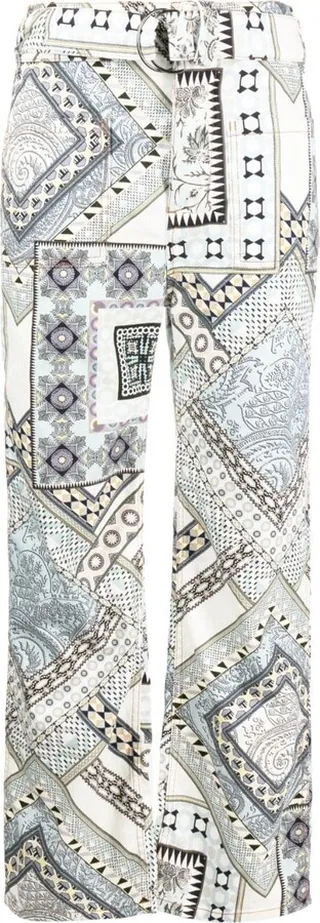 Patchwork-Print Straight-Leg Trousers