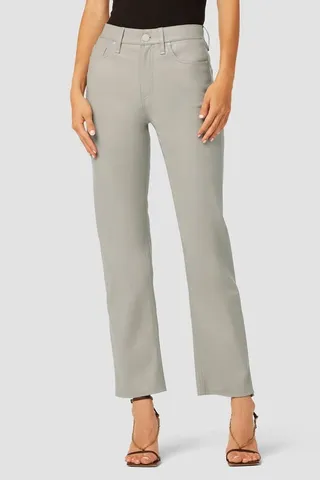 Hudson Jeans Remi High-Rise Vegan Leather Straight Pant - Moonrock
