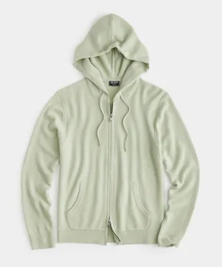 Cashmere Full Zip Hoodie In Soft Sage
