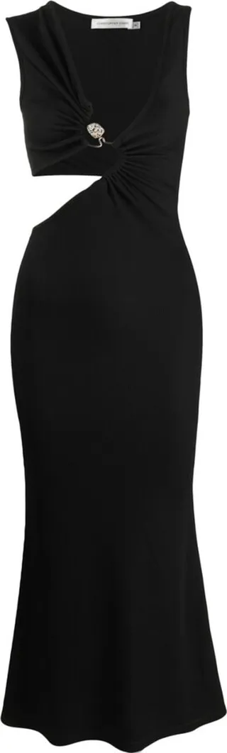 Serpentine embellished cut-out dress