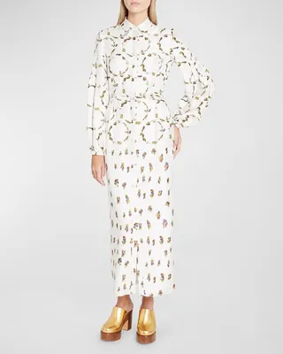 Mauri Floral-Print Silk Maxi Shirtdress