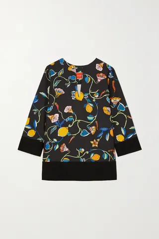 La DoubleJ - Printed Textured-cotton Tunic - Black