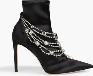 Lyja 100 embellished stretch-satin ankle boots