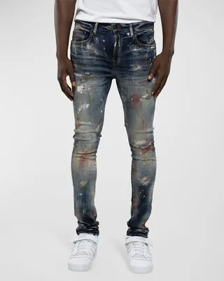 Men's Wineberry Distressed Skinny Jeans