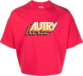 logo-print cropped T-shirt