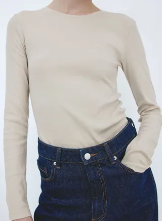 Ribbed Crew Neck Top