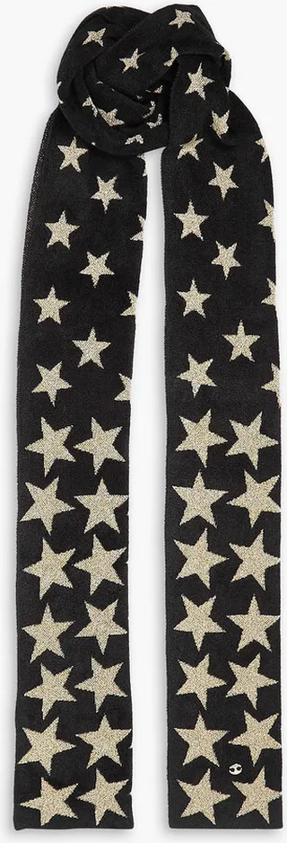 Metallic jacquard-knit scarf