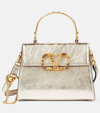 VSling Micro metallic leather tote bag