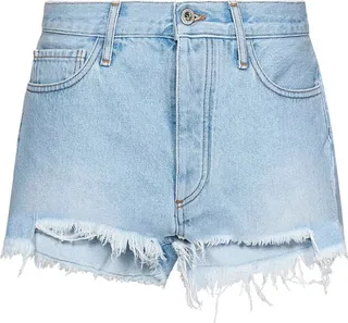 Off-White Twisted Logo Patch Denim Shorts