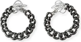 18k Diamond Curb-Link Hoop Earrings